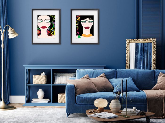 Hippy One, Large framed print by artist Helen Mathews.