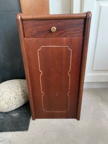 Wooden and brass fireplace fuel  storage box