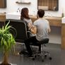 Height-Adjustable Rolling Stool with Backrest, Swivel Stool 59-75 cm, 360 Rotatable, Black Image 4
