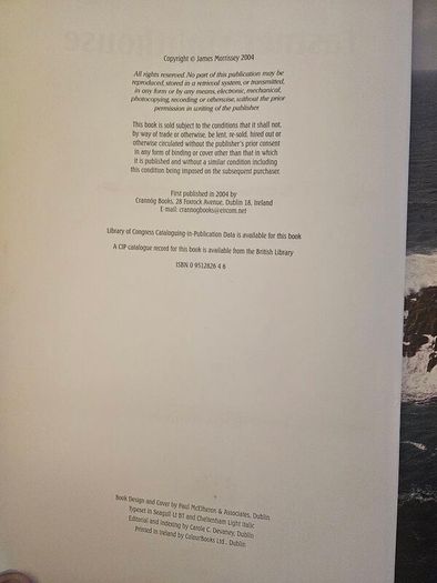 A History Of The Fatnet Lighthouse. By James Morrissey. First Edition Very Large Volume Hardback With Dustjacket In Good Condition.  See Photos For Same.