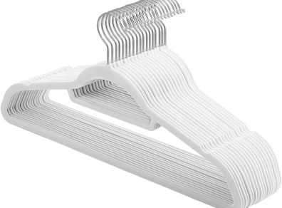_Pack of 20 Velvet Coat Hangers, Non Slip Coat Hangers, 0.6cm (1/4 inch) Thickness, Suit Hanger, Space Saving, 360 Degree Rotating Hook, 45cm, for Coats, Skirts, Shirts, Trousers