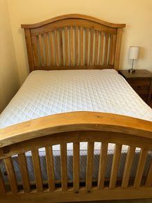 Oak Bed Double & Mattress