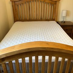 Oak Bed Double & Mattress