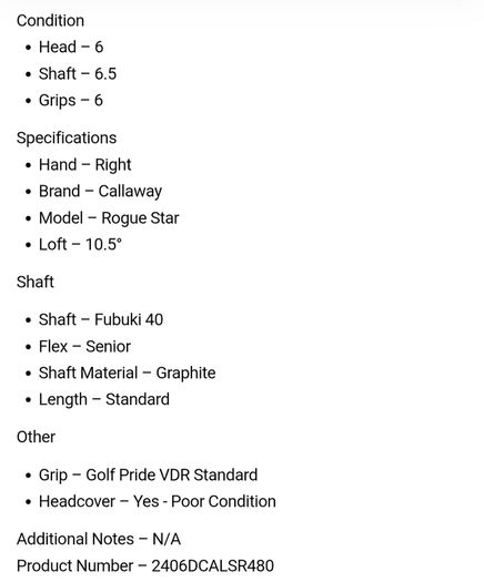 Callaway Rogue Star Driver / 10.5 Degree / Fubuki 40 Senior
