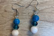 Handmade Glass Crystal And Mother Of Pearl Turquoise Earrings