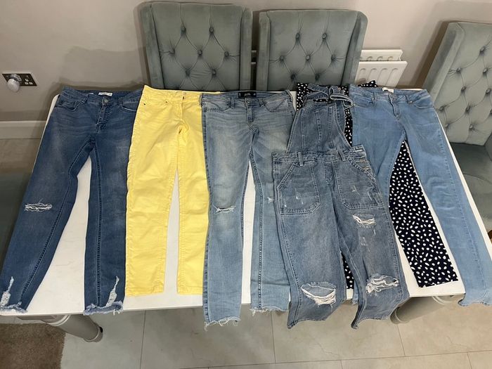 Hollister, Pull & Bear, Zara jeans and dungarees Age 9 - 13 years (Free girls clothes bundle for first buyer to offer asking price on this)