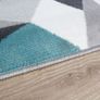 Grey Silver Cream Duck Egg Blue Kaleidoscope Geometric Modern Traditional Living Room Rug (FREE POSTAGE) Image 4
