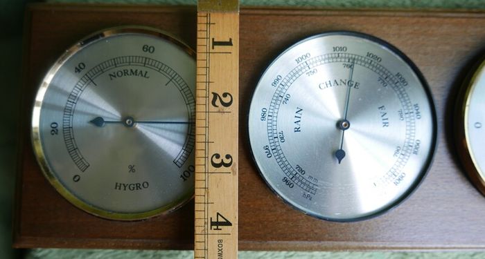 Vintage Wall Hanging Thermometer & Barometer & Hygrometer (one glass is missing)