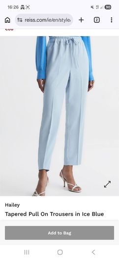 Reiss Hailey Pull On Trousers - Ice Blue - UK 10L - RRP 140