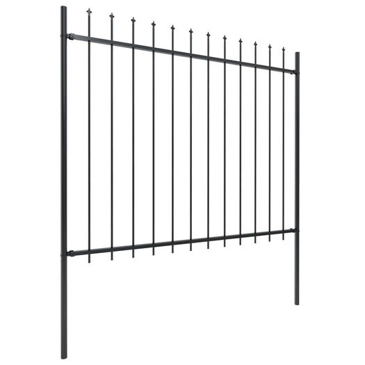 Garden Fence with Spear Top Steel 10.2x1.2 m Black