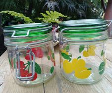 Italian Glass, storage jars, vintage glass jar