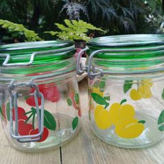 Italian Glass, storage jars, vintage glass jar