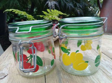Italian Glass, storage jars, vintage glass jar