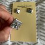 Silver tone sparkling earrings and ring matching set Image 2