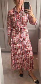 Pieces abstract print belted shirt dress