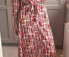 Pieces abstract print belted shirt dress