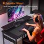 Small Corner Desk, 120 x 50 cm Gaming Desk with Reversible Storage Shelves, L Shaped Desks with Monitor Stand and PC Stand for Home Office, Computer Desks with Headphone Hooks, Black Image 5