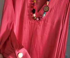 M&S coral blouse with gold cuff button Sz 16 (Fit 12-14UK)