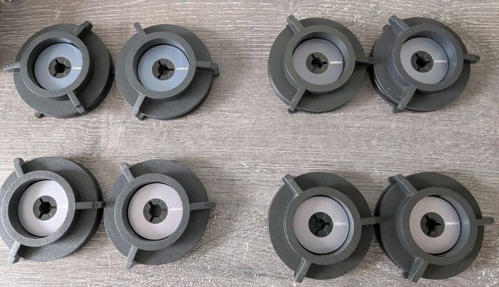 A pair of Original ReVox NAB adapters
