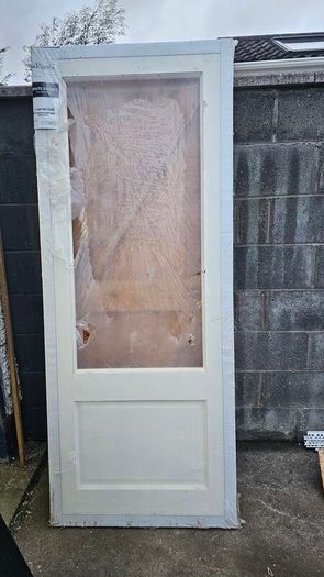 White primed door ,missing glass panel