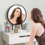 Modern Dressing Table with Round Mirror and Stool, Makeup Vanity Table with 2 Drawers for Bedroom, Living Room, 60 x 40 x 123 cm, White Image 6
