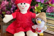 Rag doll and knitted duck