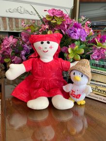 Rag doll and knitted duck