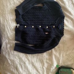 Navy Ralph Lauren scallop edge cardigan