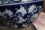 2 Large Chinese Vintage Cobalt Blue and White Jardiinier Bowl