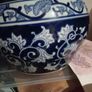 2 Large Chinese Vintage Cobalt Blue and White Jardiinier Bowl Image 3