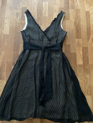 Belle by Oasis Black Polka Dot Dress UK 12