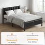 Double Bed Frame with Upholstered Headboard, 4ft6 Metal Beds with Heavy Duty Steel Slats Support Platform, Black Double Bed with Storage Image 3