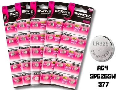 LR626 AG4 SR626SW 377 Alkaline Button Cell Batteries 10 Pack