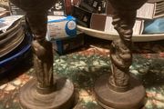 African wooden hand craved candle sticks free postage