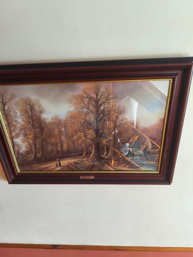 Framed print of oil painting COUNTRY COTTAGES By Clemens