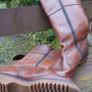 Mens brown genuine leather Swiss made high boots Image 3