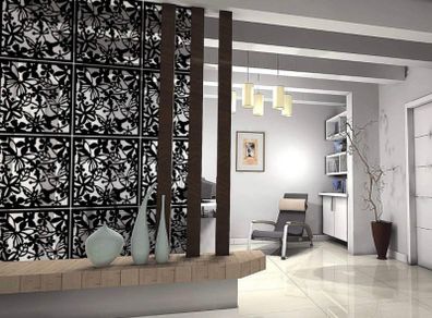 DIY Room Divider Screens Made of Environmentally PVC, Simple and Modern Hanging Panel Screen for Decorating Bedding, Dining, Study and Sitting-Room, Hotel, Bar and School - Black 12 Pack (FREE POSTAGE)