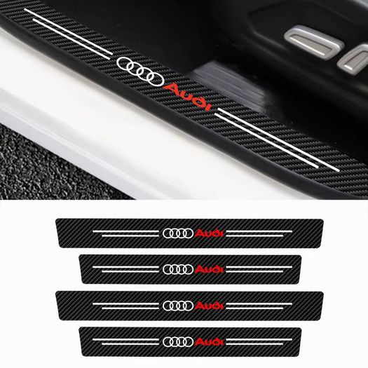 4Pcs Car Door Sill Protector Welcome Pedal Decoration Leather Stickers For Audi SLINE A3 8P S3 A4 B6 B7 A6 C5 C7 A5 Q3 Q5 Q7 S4