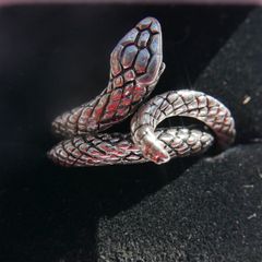Vintage Sterling Silver Snake Serpent Ring Size O - 5g