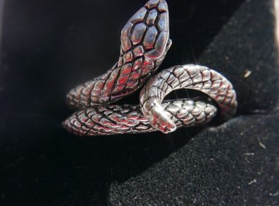 Vintage Sterling Silver Snake Serpent Ring Size O - 5g