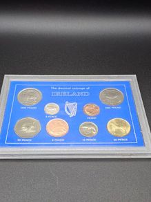 Complete Millennium Irish decimal coin display set titled