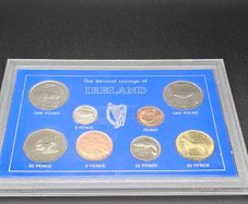 Complete Millennium Irish decimal coin display set titled