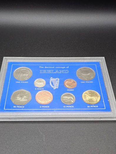 Complete Millennium Irish decimal coin display set titled