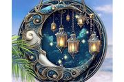Magical Crescent Moon - wooden house ornament