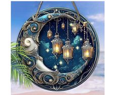 Magical Crescent Moon - wooden house ornament