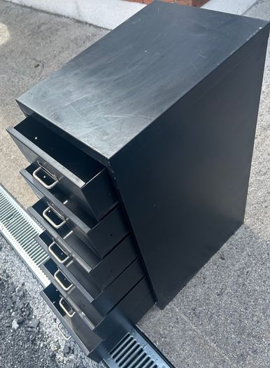 Vintage metal cabinet with drawers