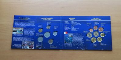 Malta double set of 14 coins pre euro & first year euro 2008 UNC