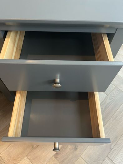 Bedside Locker / Table x2 - Wood - Dark Grey