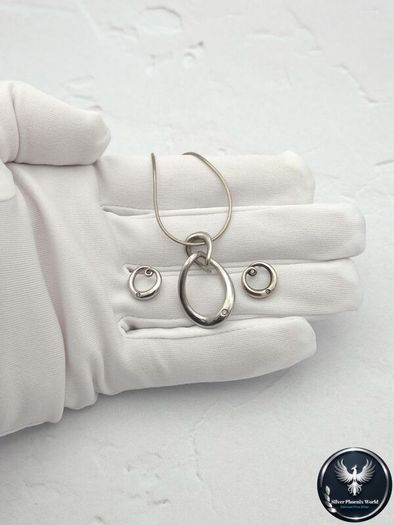 Hot Diamonds Designer 925 Sterling Silver Necklace & Earrings Set