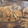 Vintage Wood Inlay Wall Panel Elephants Image 3